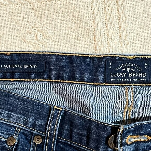 Lucky Brand 1 Authentic Skinny Jeans 36x32 button fly - Picture 2 of 9